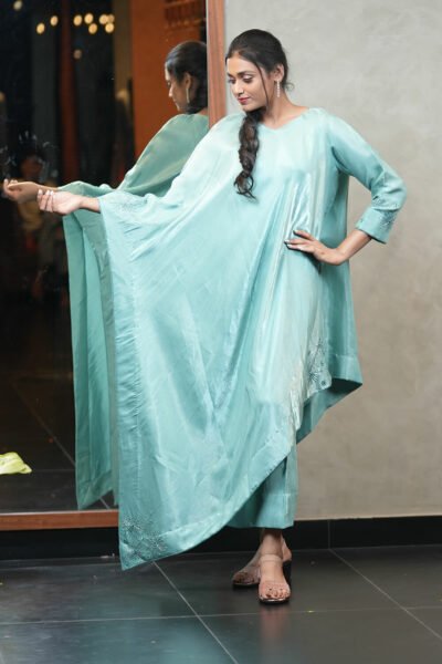 Shimmer Silk Kaftan Styled Set
