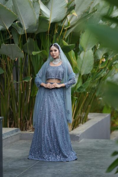 Grayish Blue Bridal Lehenga
